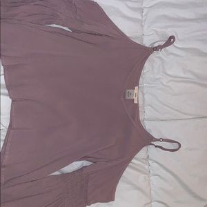 This is a off the shoulder purple blouse